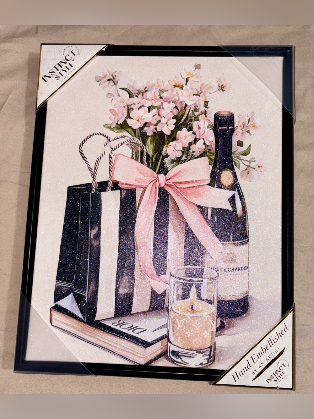 Instinct Style 11x14 Hand Embellished Glam Canvas Wall Art NWT